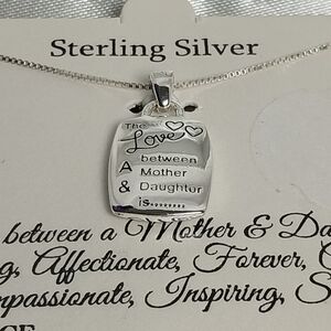 Timeless 925 Sterling Silver Mother Daughter Love Engraved Pendant Necklace  18"